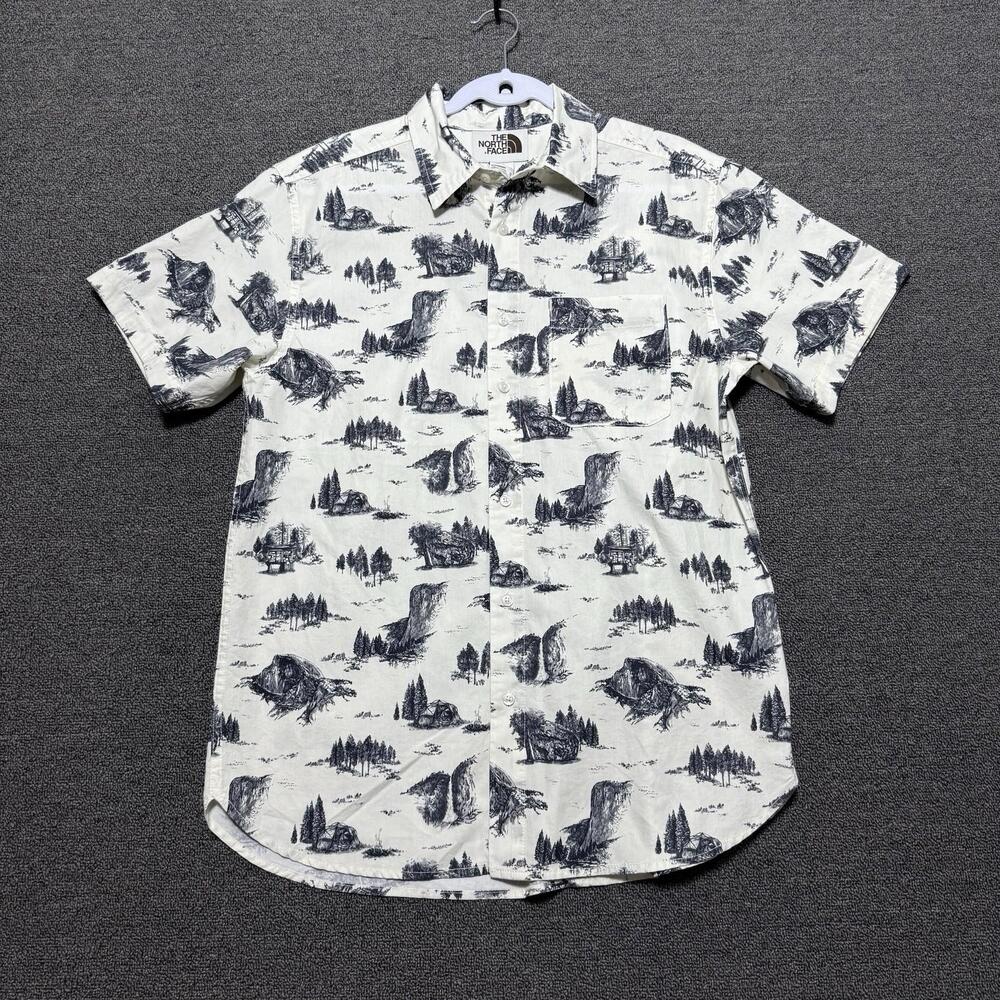 The North Face Men's M Short-Sleeve Baytrail Pattern Shirt White Dune Gorpcore